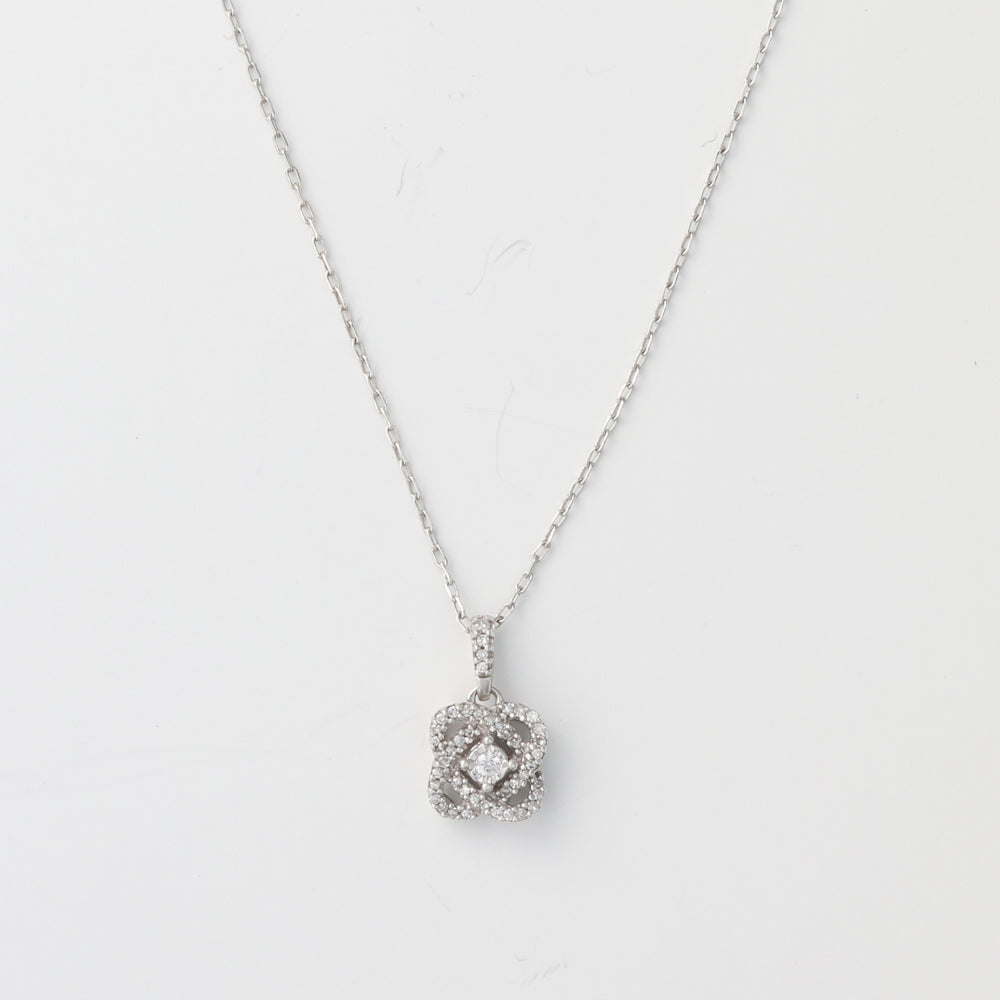 Sterling silver necklace with diamond pendant.