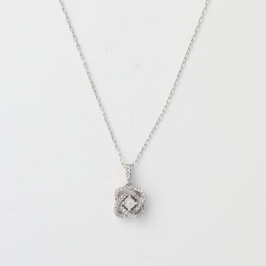 Sterling silver necklace with diamond pendant.