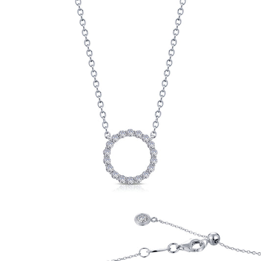 Circle Simulated Diamond Necklace in Platinum Bonded Sterling Silver 0.63ctw
