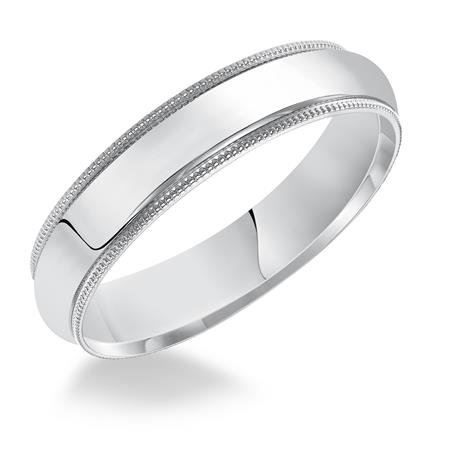 14K white gold carved band, polished finish.