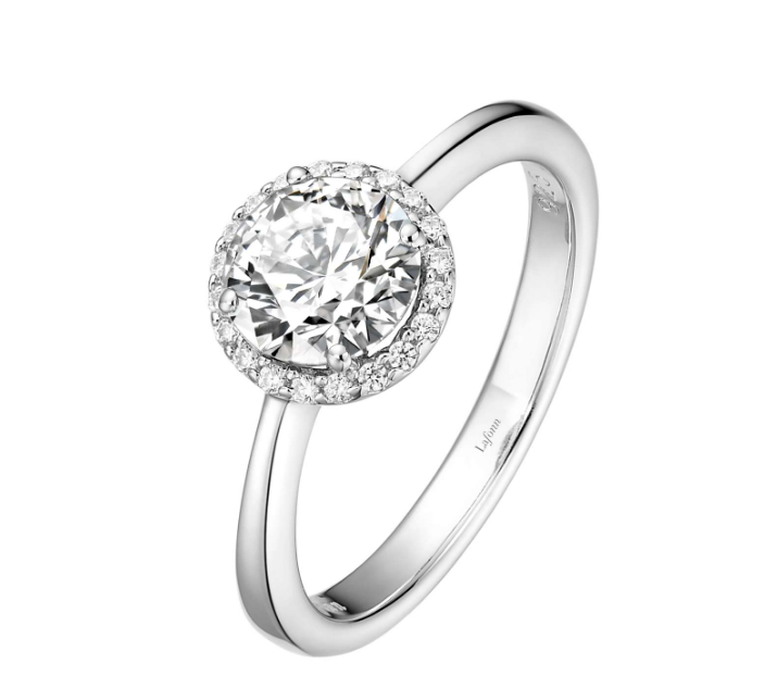 Simulated Diamond Ring in Platinum Bonded Sterling Silver