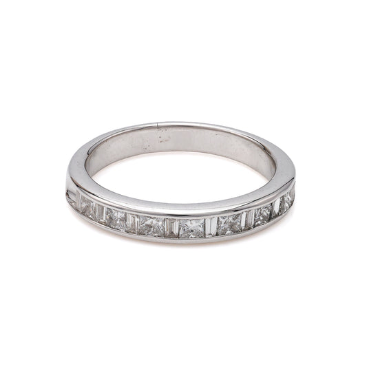 Marks Estate Dept 1 Estate Collection Stackable Ladies Wedding Band in 14 Karat White Gold with 0.40ctw Various Shapes Diamonds, Clarity: SI1-SI2, Color: H/I