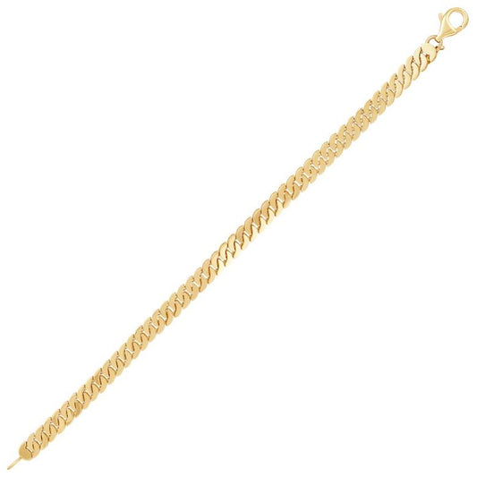 14K yellow gold curb link bracelet.