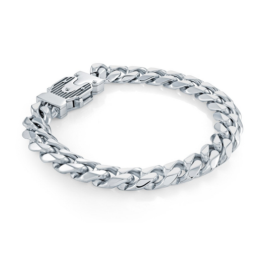 Curb Link Bracelet (No Stones) in Stainless Steel White