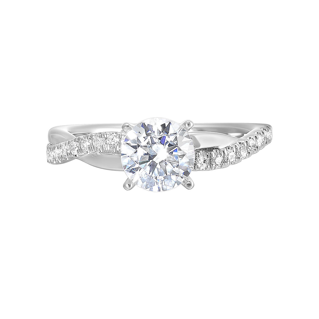14K white gold ring with side diamonds.