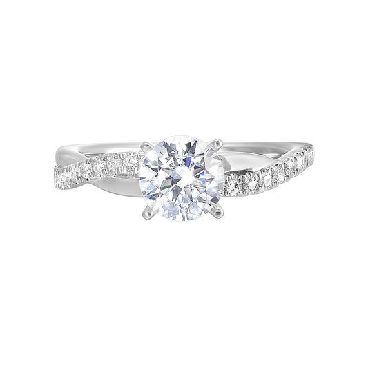 14K white gold ring with side diamonds.