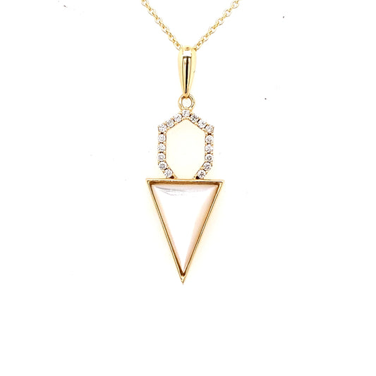 Pendant Semi-Precious Color Collection Color Gemstone Necklace in 14 Karat Yellow with 1 Triangular Mother Of Pearl