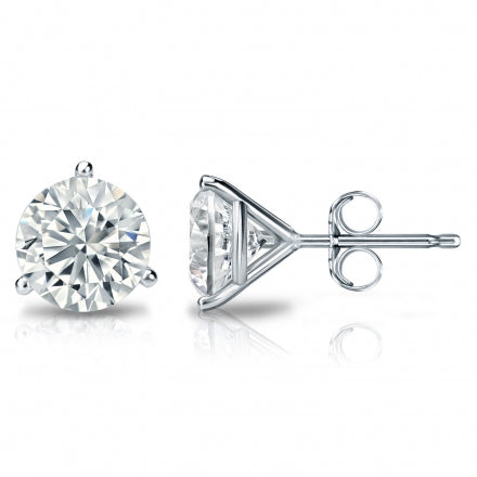 14K white gold studs with round diamonds.