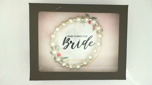 Stretch Color Gemstone Bracelet in Sterling Silver White with 19 Round White Pearls