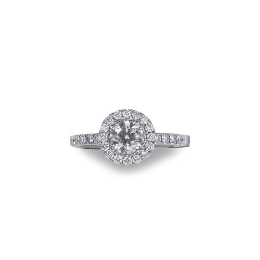 Halo Natural Diamond Complete Engagement Ring in 14 Karat White