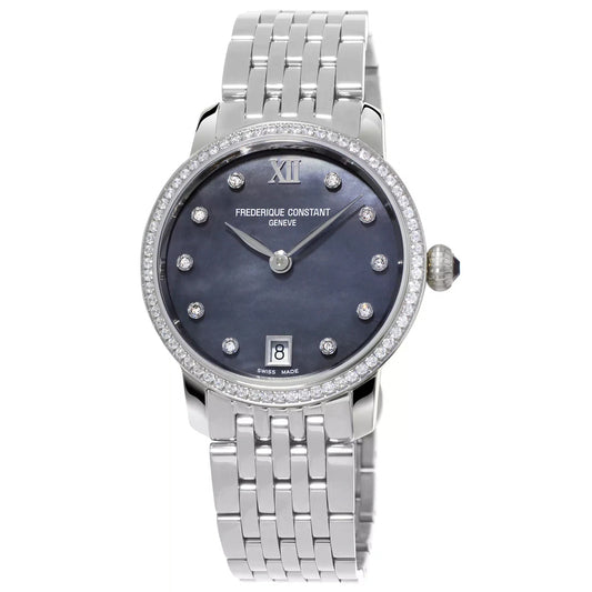 Black Mother of Pearl diamond-accented watch.