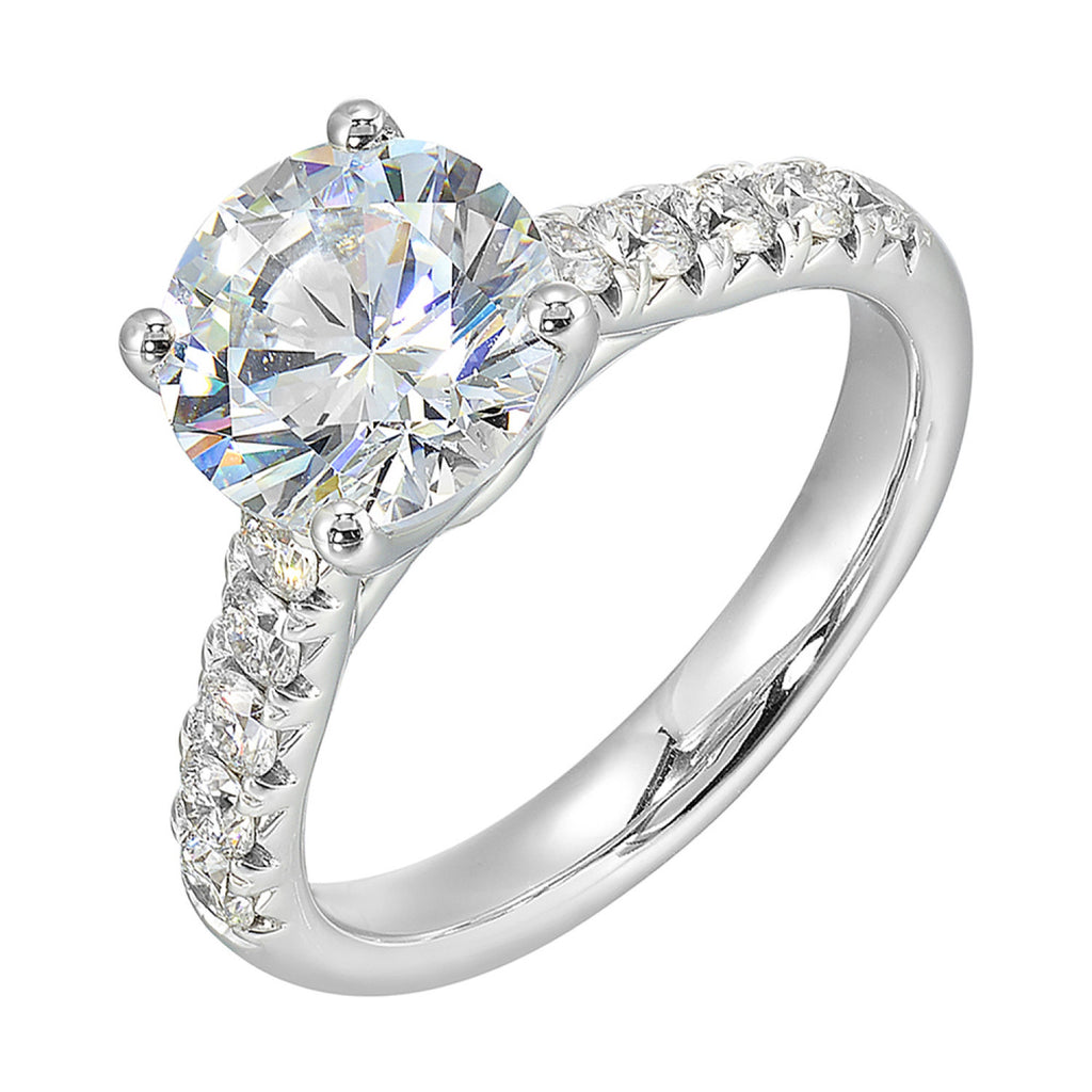 Side Stone Natural Diamond Semi-Mount Engagement R