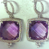 Dangle Color Gemstone Earrings in 14 Karat White with 2 Square Cushion Purple VS Amethysts 31.00ctw 16.4mm