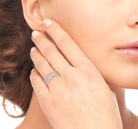 14K white gold diamond enhancer band.