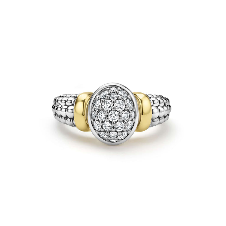 Sterling silver ring with diamond cluster.