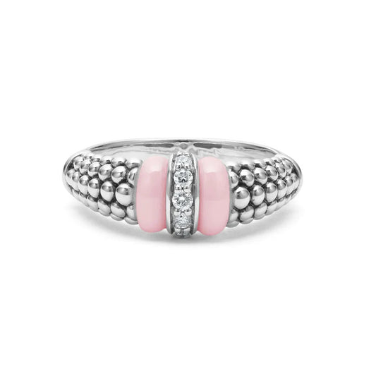 LAGOS Pink Caviar Collection Natural Diamond Ring in Sterling Silver with 0.11ctw Round Diamonds