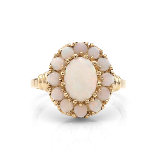 M Estate Collection Color Gemstone Ring in 10 Karat Yellow with 1 Oval Opal 8.27mm-8.27mm