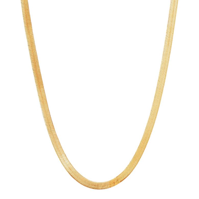 14K yellow gold herringbone chain necklace.