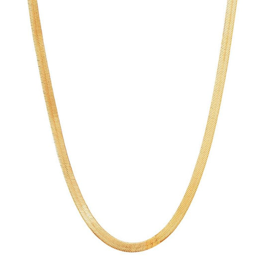 14K yellow gold herringbone chain necklace.