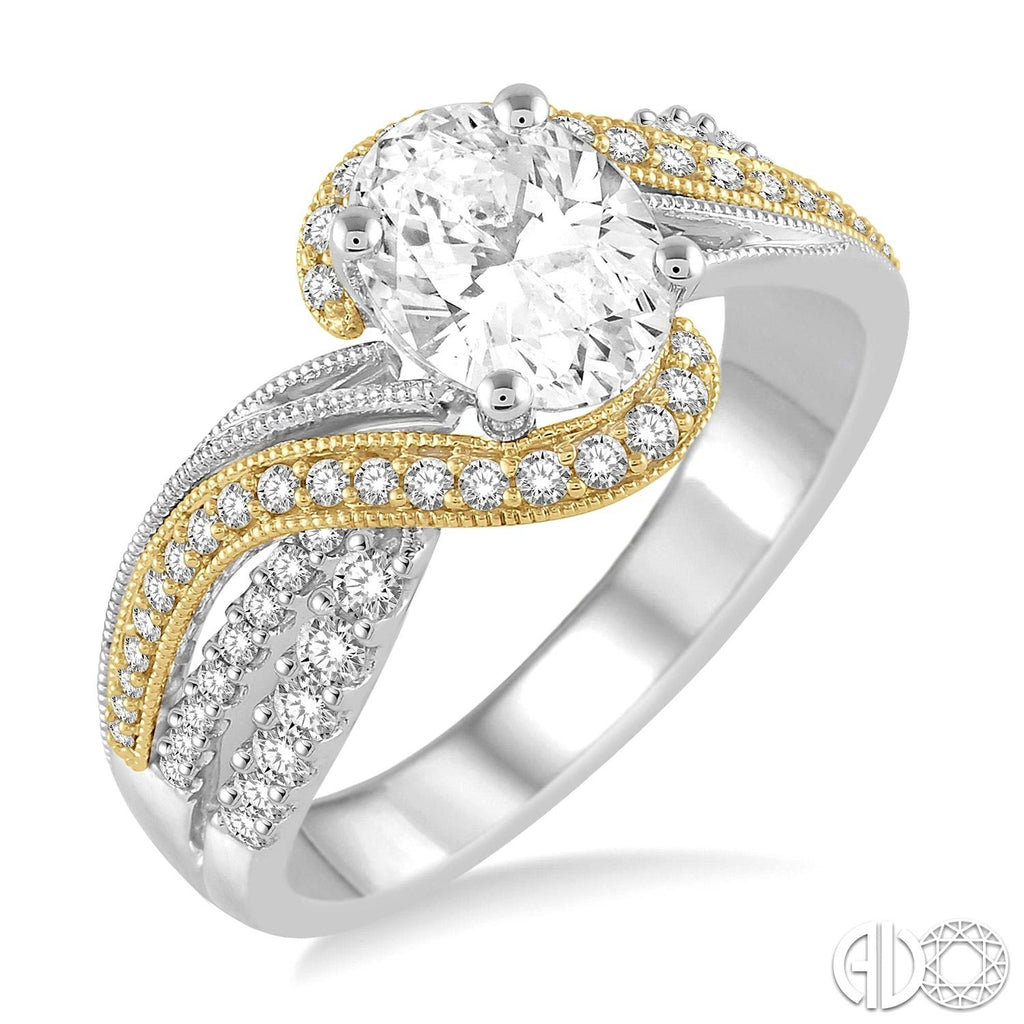 Diamond Accent Natural Diamond Engagement Ring in 14 Karat White - Yellow with 0.45ctw H/I SI2 Various Shapes Diamonds