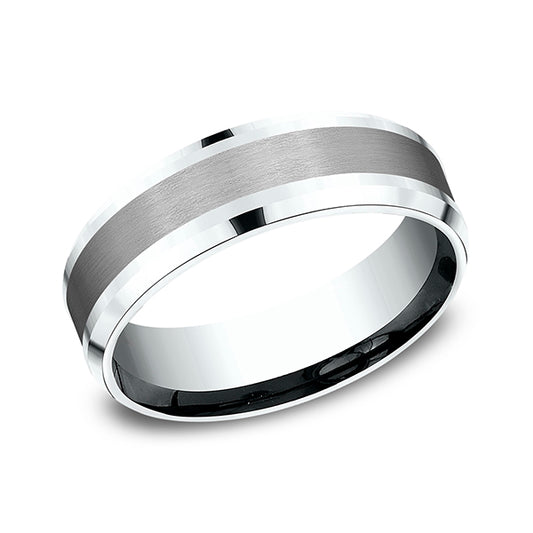 Ammara Stone Collection Carved Band (No Stones) in Tantalum - 14 Karat White 7MM