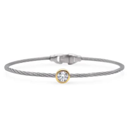 Lab-Grown Diamond Bracelet in Stainless Steel - 14 Karat White - Yellow with 0.50ctw Round Lab Grown Diamond