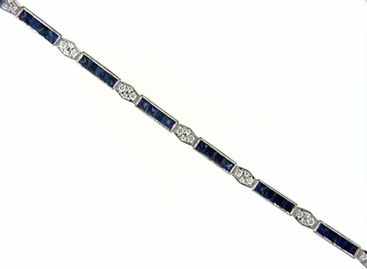Alternating Link Color Gemstone Bracelet in 14 Karat White
