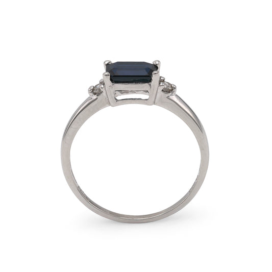 M Estate Collection Color Gemstone Ring in Platinum White with 1 Emerald Blue Sapphire 0.51ctw 5.8mm-5.8mm
