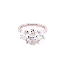 ReMARKable Designs Three Stone Complete Engagement Ring in 14 Karat White Gold with 3.00ctw of Round Lab-Grown Diamonds, Clarity: VS1, Color: F