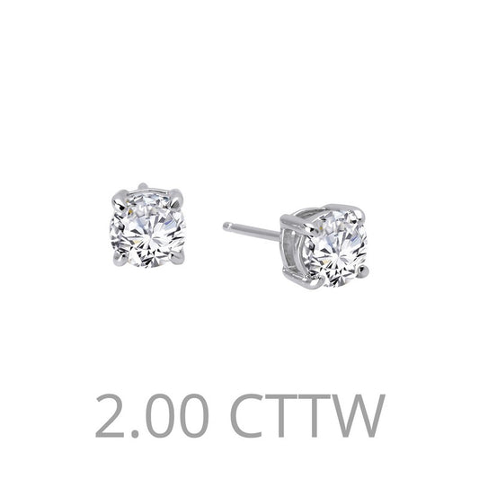 Stud Simulated Diamond Earrings in Platinum Bonded Sterling Silver 2.00ctw