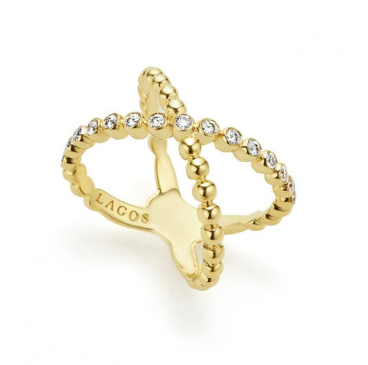LAGOS Caviar Gold Collection Natural Diamond Ring in 18 Karat Yellow Gold with 0.33ctw Round Diamonds