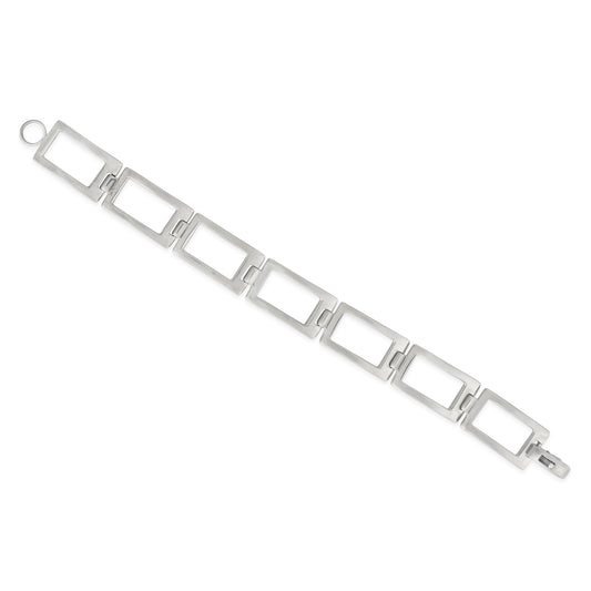 Fancy Link Bracelet (No Stones) in Sterling Silver White