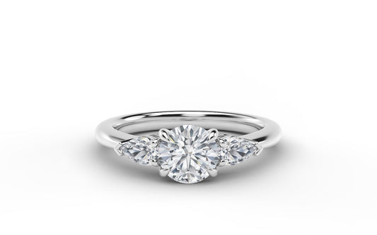Forevermark 3-Stone Natural Diamond Complete Engagement Ring in Platinum White with 0.70ctw I SI2 Round Diamond