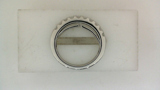Expandable white gold band with round diamonds.