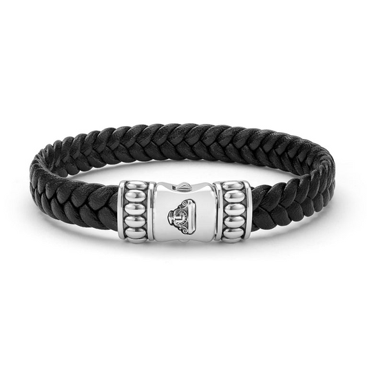 LAGOS Braid Bracelet (No Stones) in Sterling Silver - Leather White