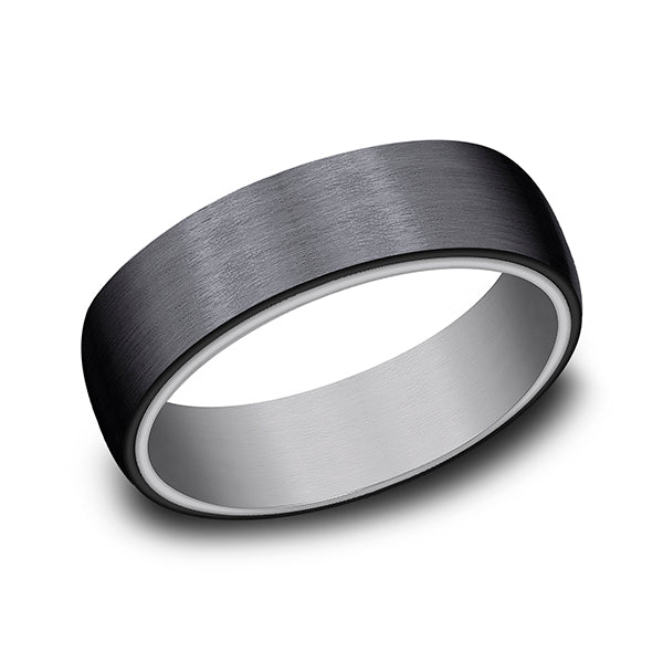 Titanium black carved band, satin finish.