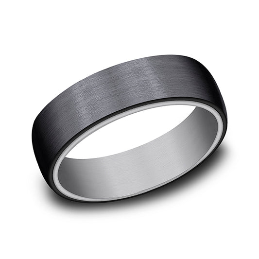 Titanium black carved band, satin finish.