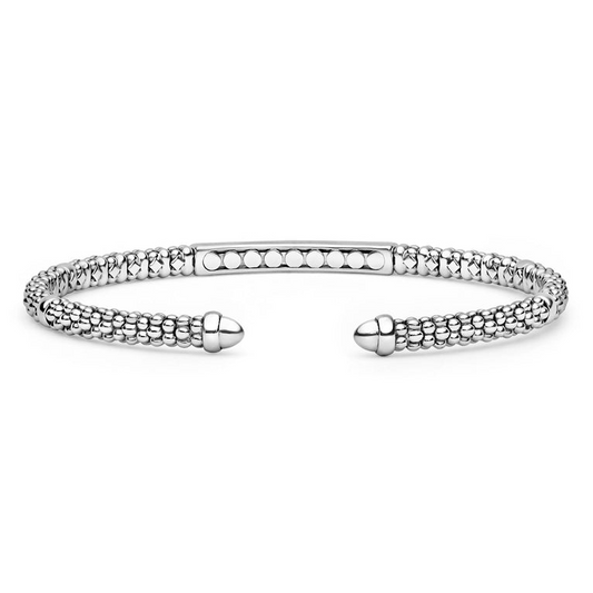 Lagos Caviar Spark Collection Natural Diamond Bracelet in Sterling Silver White with 0.22ctw G/H SI1-SI2 Round Diamond