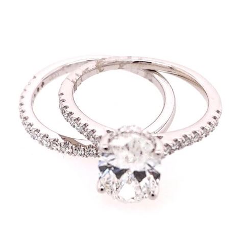 ReMARKable Designs Side Stone Hidden Accent Complete Engagement Ring in 14 Karat White Gold with 2.02ctw of Round Lab-Grown Diamonds, Clarity: VS1, Color: E