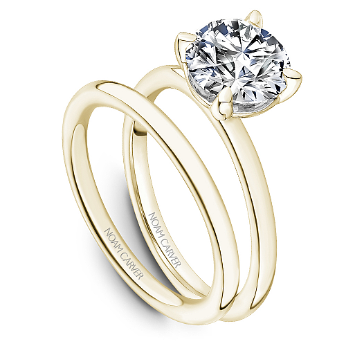 14K yellow gold diamond semi-mount ring.