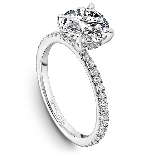 14K white gold ring with side diamonds.