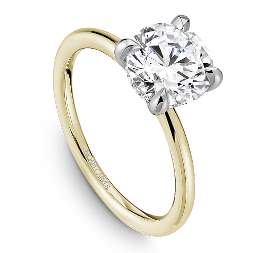 14K White-Yellow Diamond Solitaire Engagement Ring