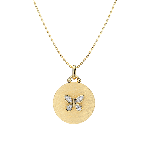 Natural Diamond Necklace in 14 Karat Yellow Gold with 0.14ctw Marquise Diamonds