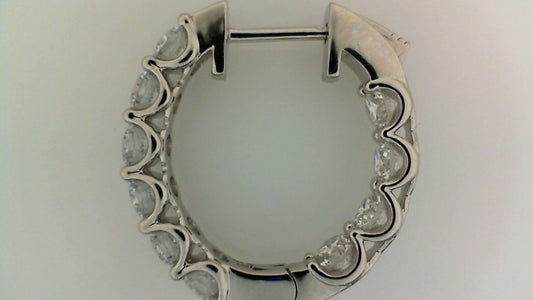 14K white gold hoop earrings with diamonds.