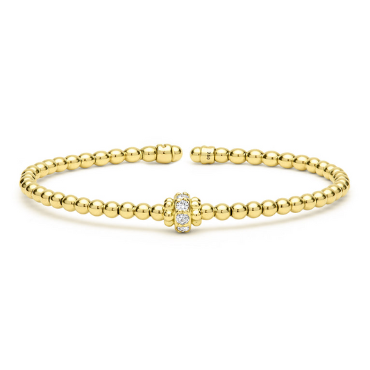 Lagos Caviar Gold Collection Natural Diamond Bracelet in 18 Karat Yellow with 0.24ctw G/H SI1 Round Diamond
