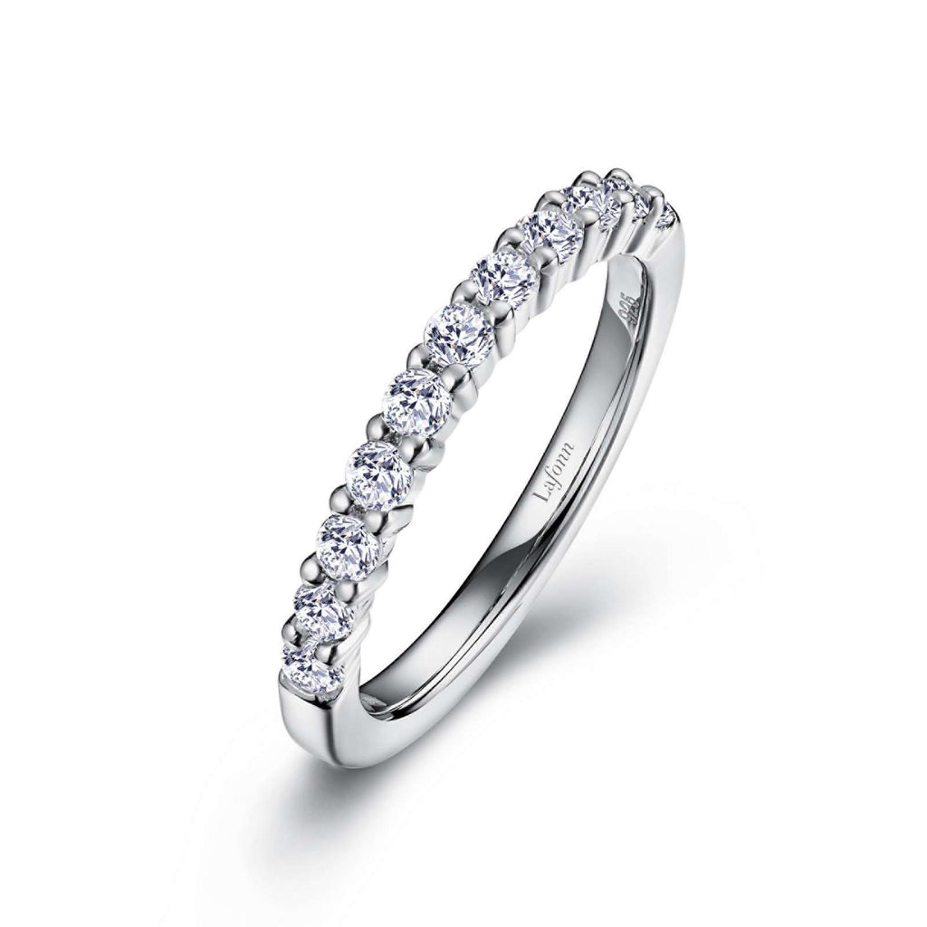 Simulated Diamond Band in Platinum Bonded Sterling Silver