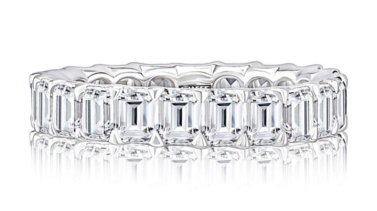 Emerald-cut diamond band, 14K white gold.