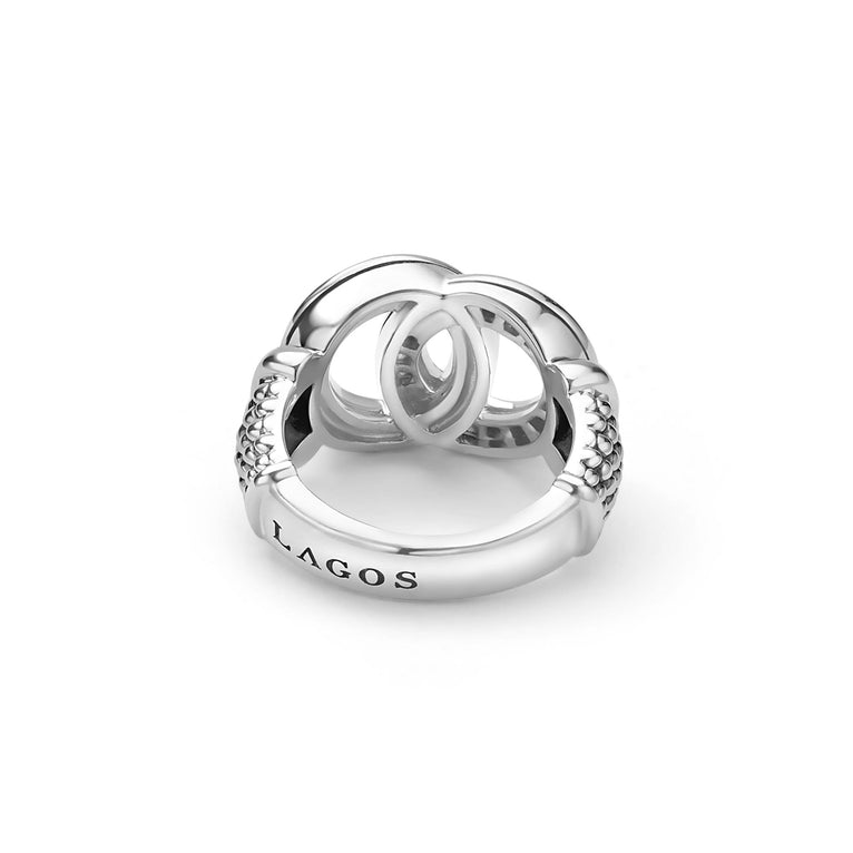 Sterling silver ring with diamond accents.