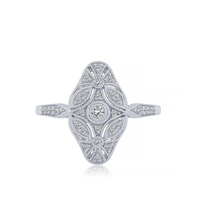 Vintage white gold ring with round diamonds.