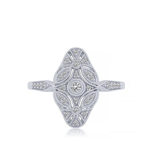Vintage white gold ring with round diamonds.